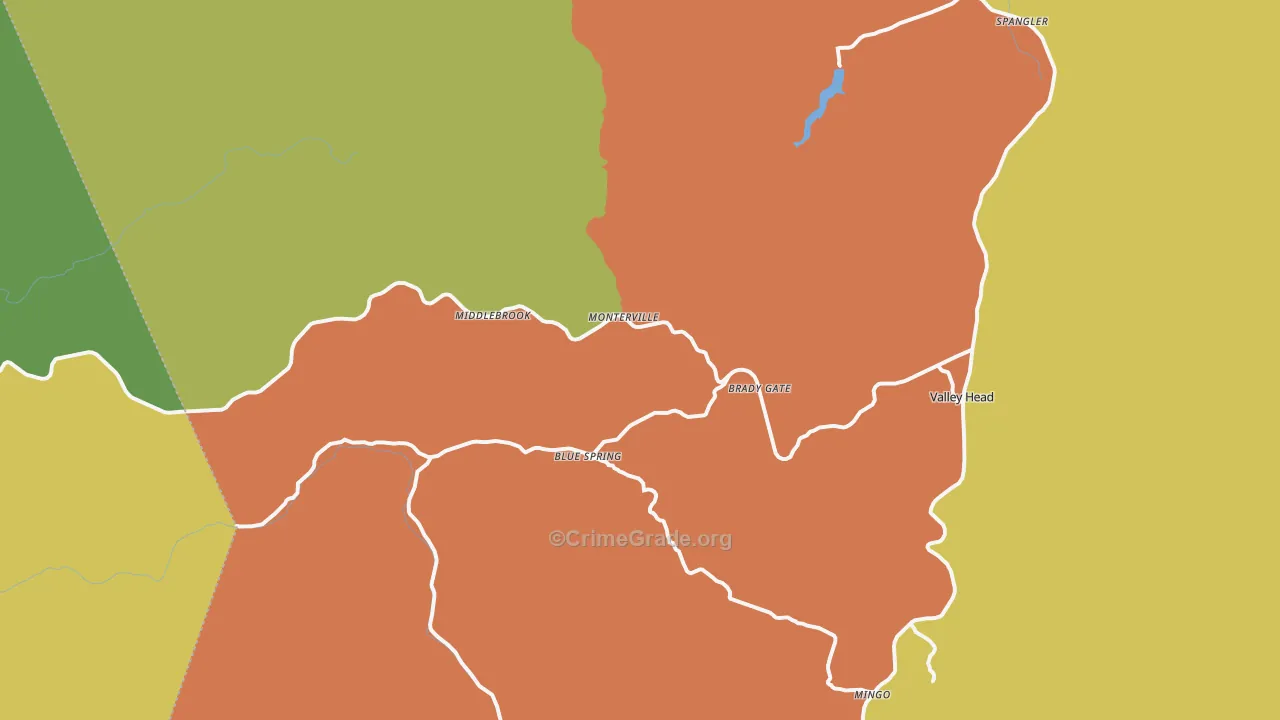 Monterville, WV Map of Theft Rates