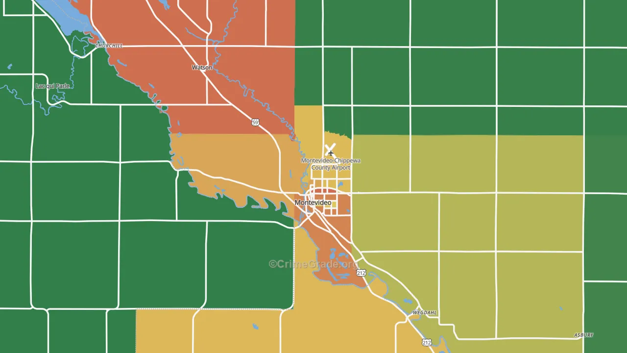Montevideo, MN Map of Theft Rates