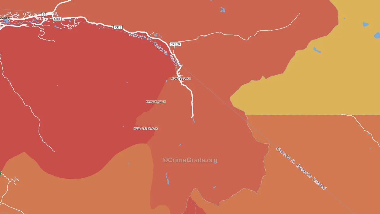 Montezuma, CO Map of Theft Rates