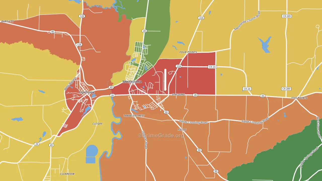 Montezuma, GA Map of Theft Rates