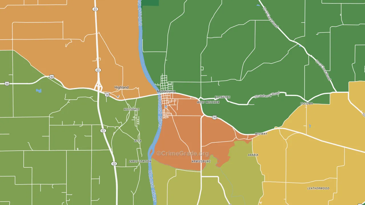 Montezuma, IN Map of Theft Rates