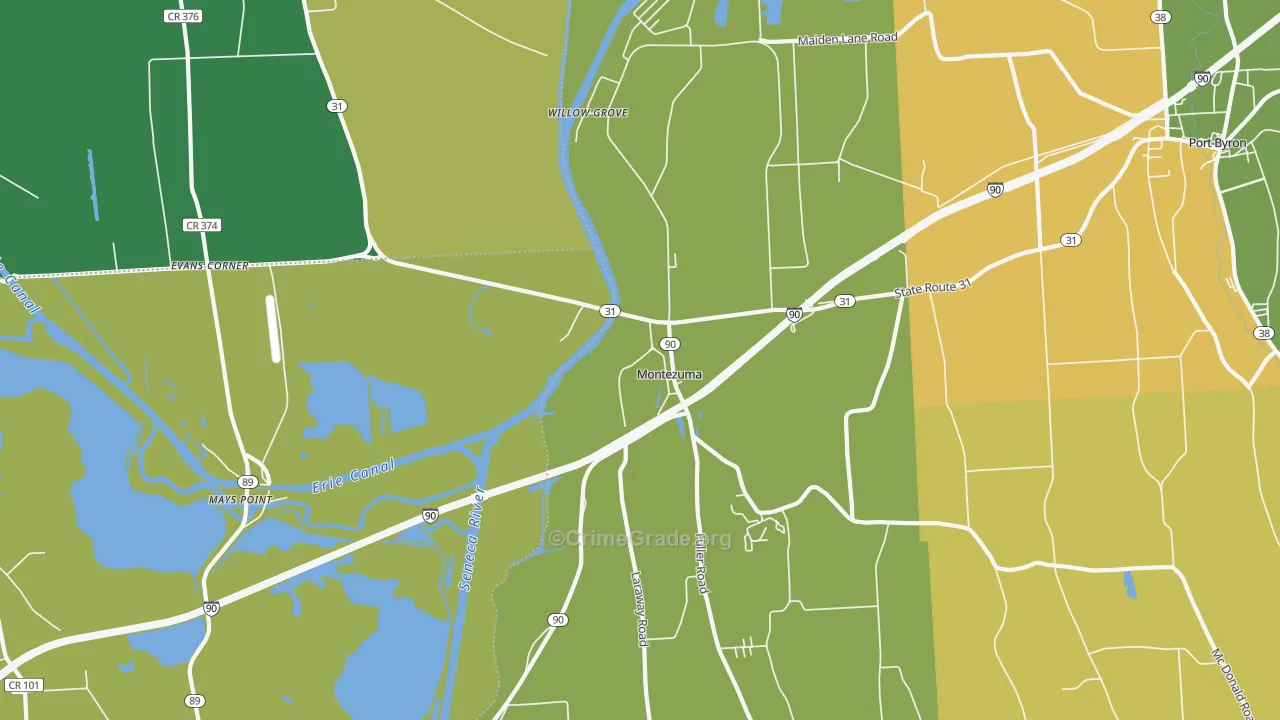 Montezuma, NY Map of Theft Rates