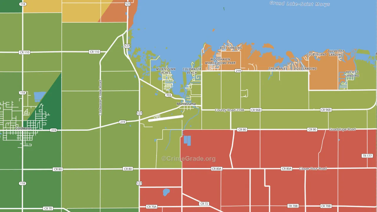 Montezuma, OH Map of Theft Rates