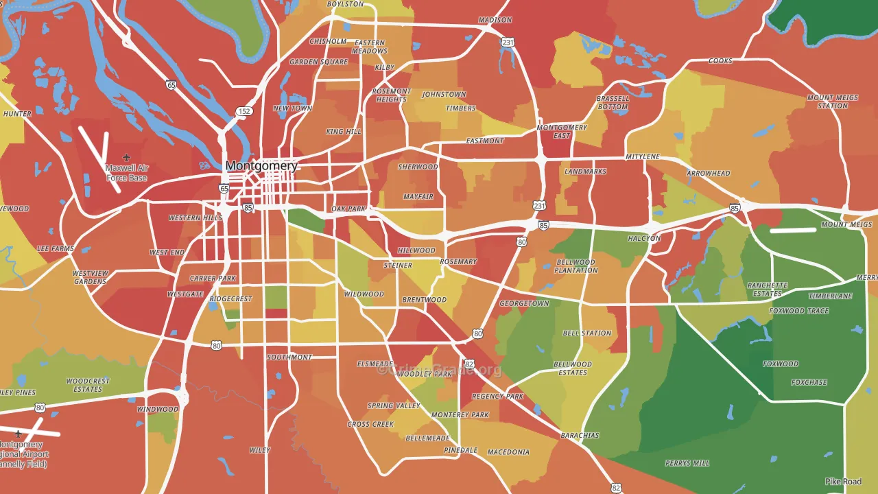 Montgomery, AL Map of Theft Rates