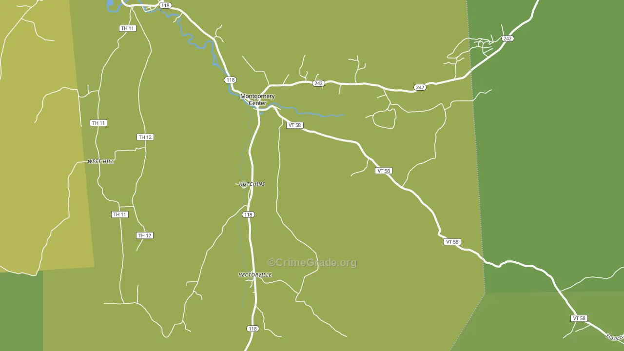 Montgomery Center, VT Map of Theft Rates
