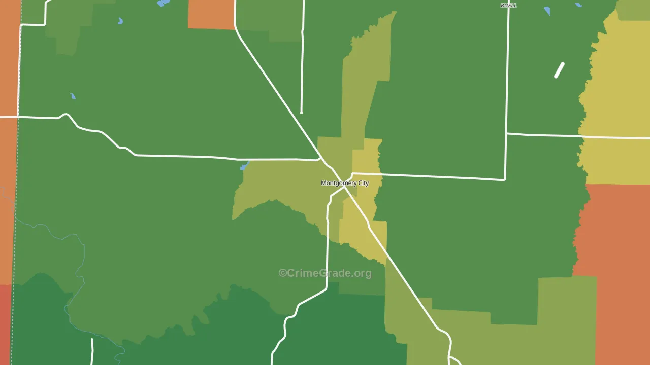 Montgomery City, MO Map of Theft Rates