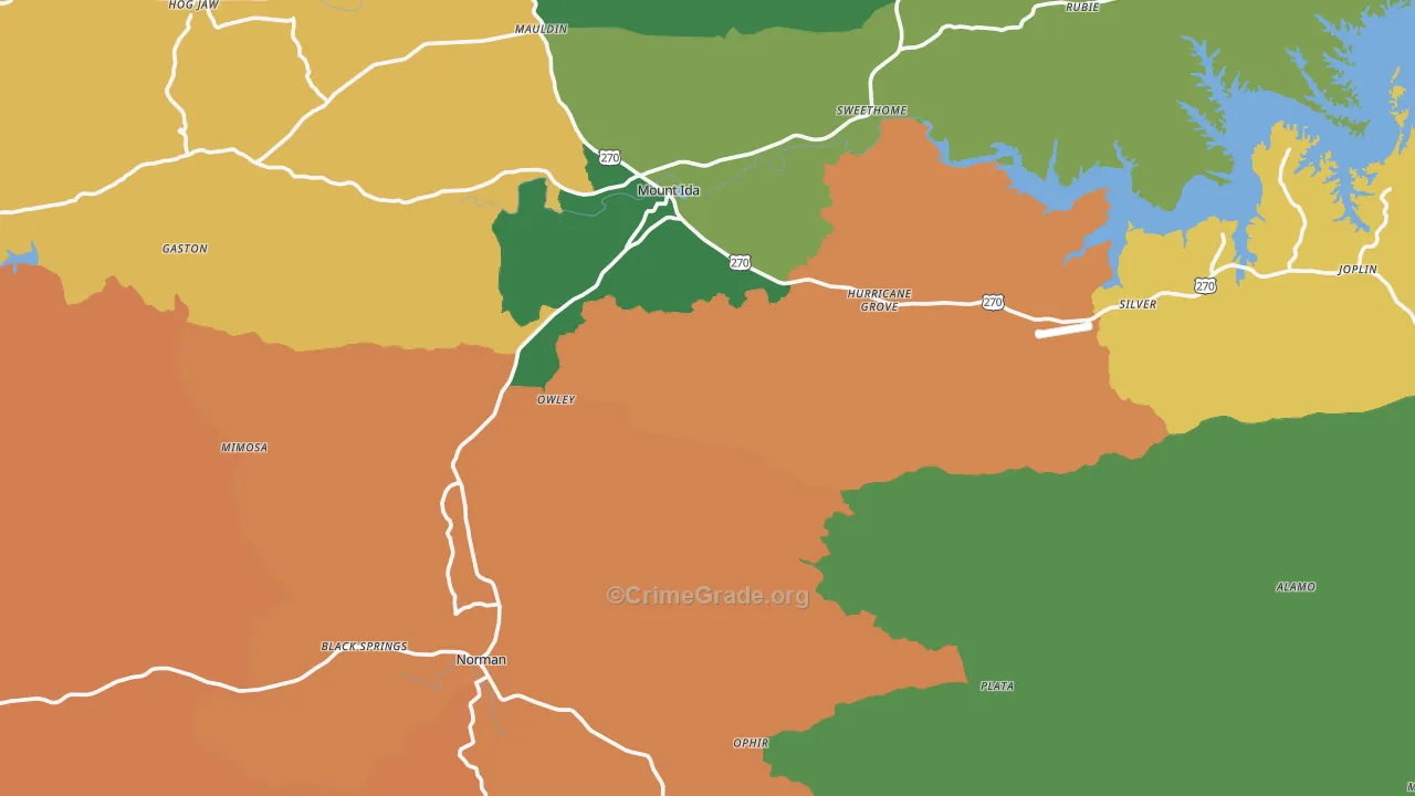 Montgomery County, AR Map of Theft Rates