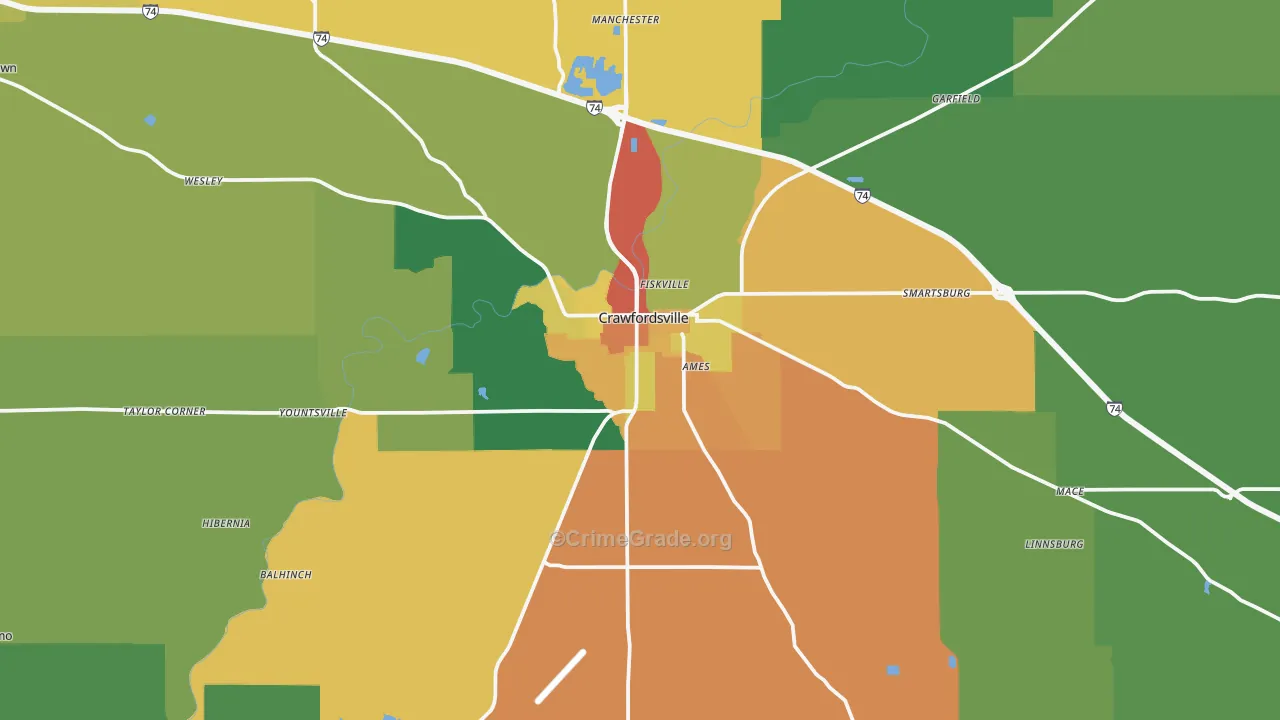 Montgomery County, IN Map of Theft Rates