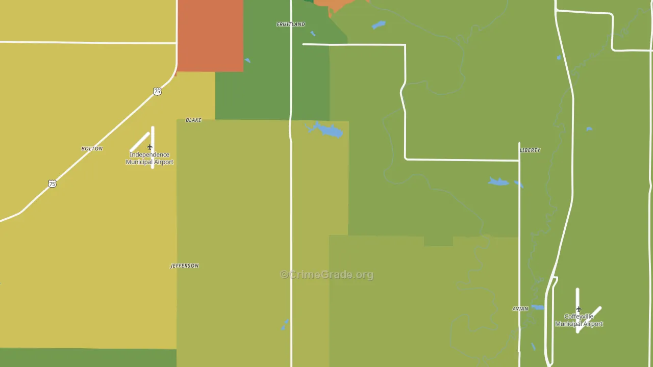 Montgomery County, KS Map of Theft Rates