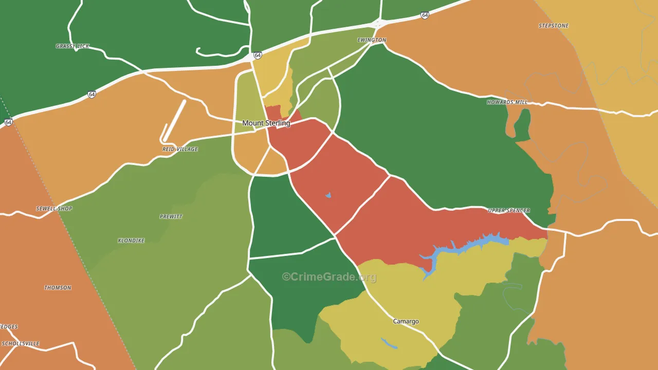 Montgomery County, KY Map of Theft Rates