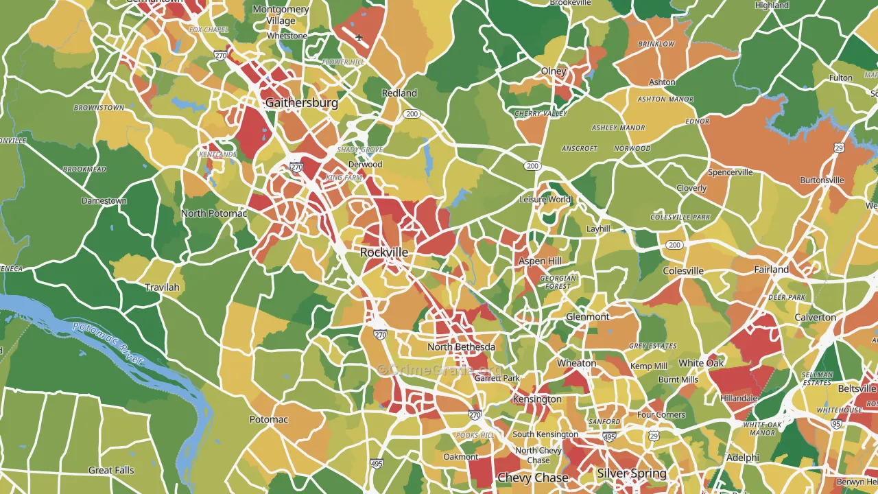 Montgomery County, MD Map of Theft Rates