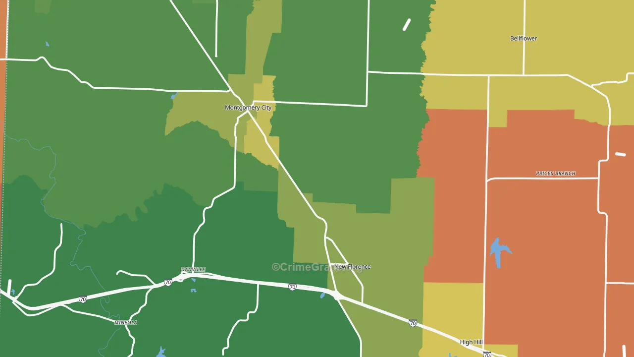 Montgomery County, MO Map of Theft Rates