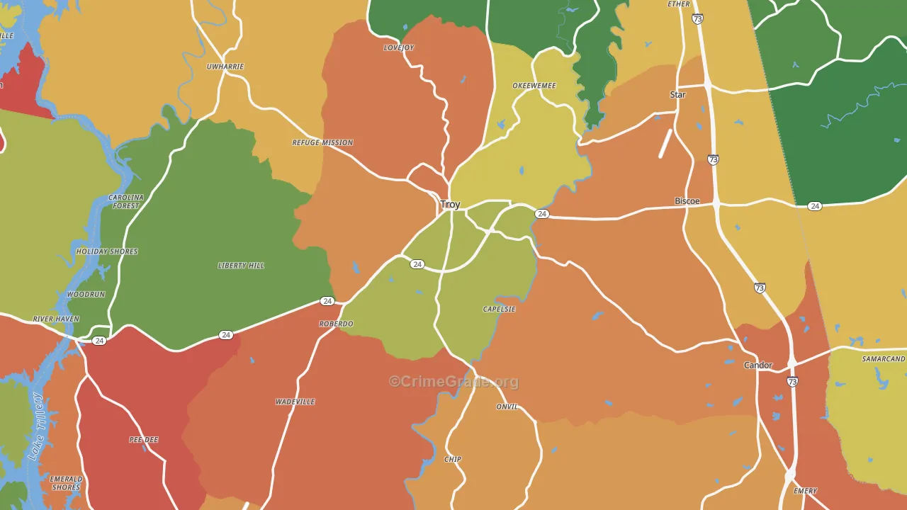 Montgomery County, NC Map of Theft Rates