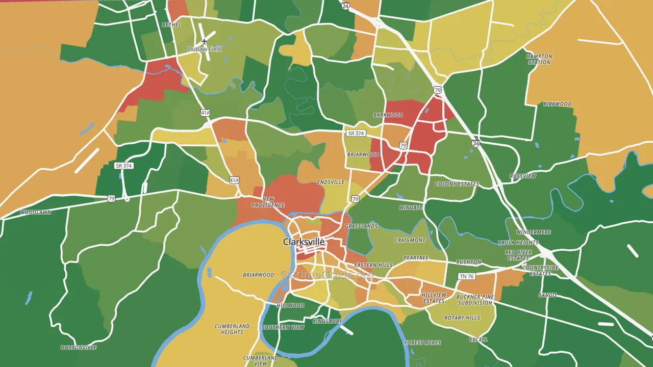 Montgomery County, TN Map of Theft Rates
