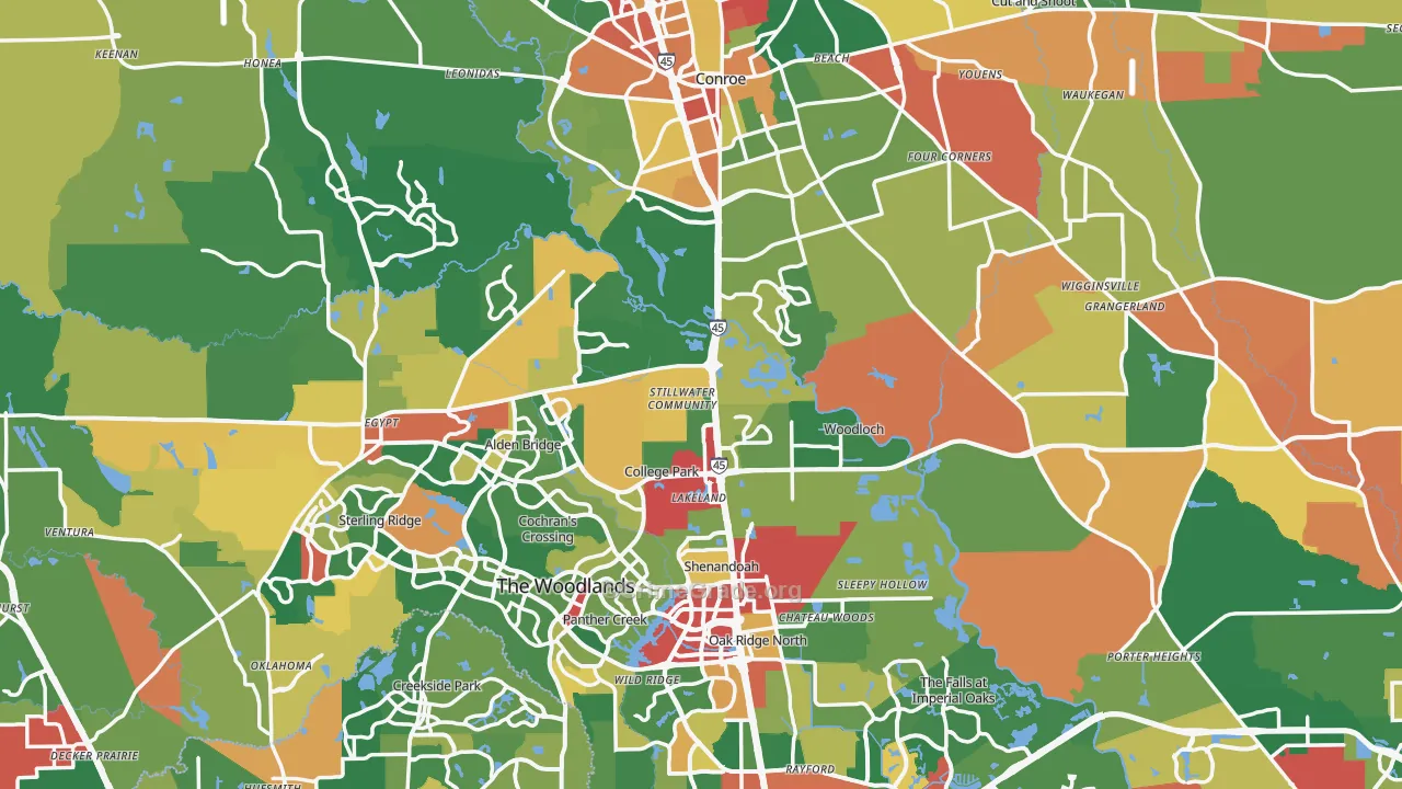Montgomery County, TX Map of Theft Rates