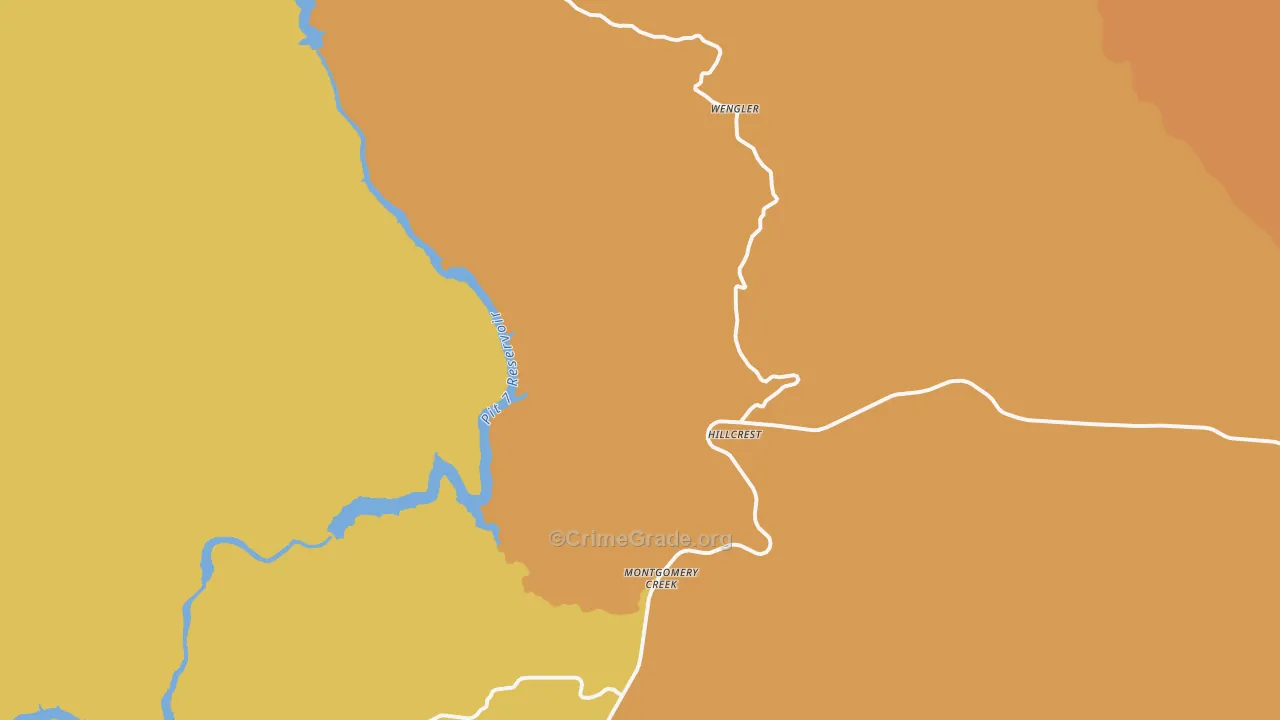 Montgomery Creek, CA Map of Theft Rates