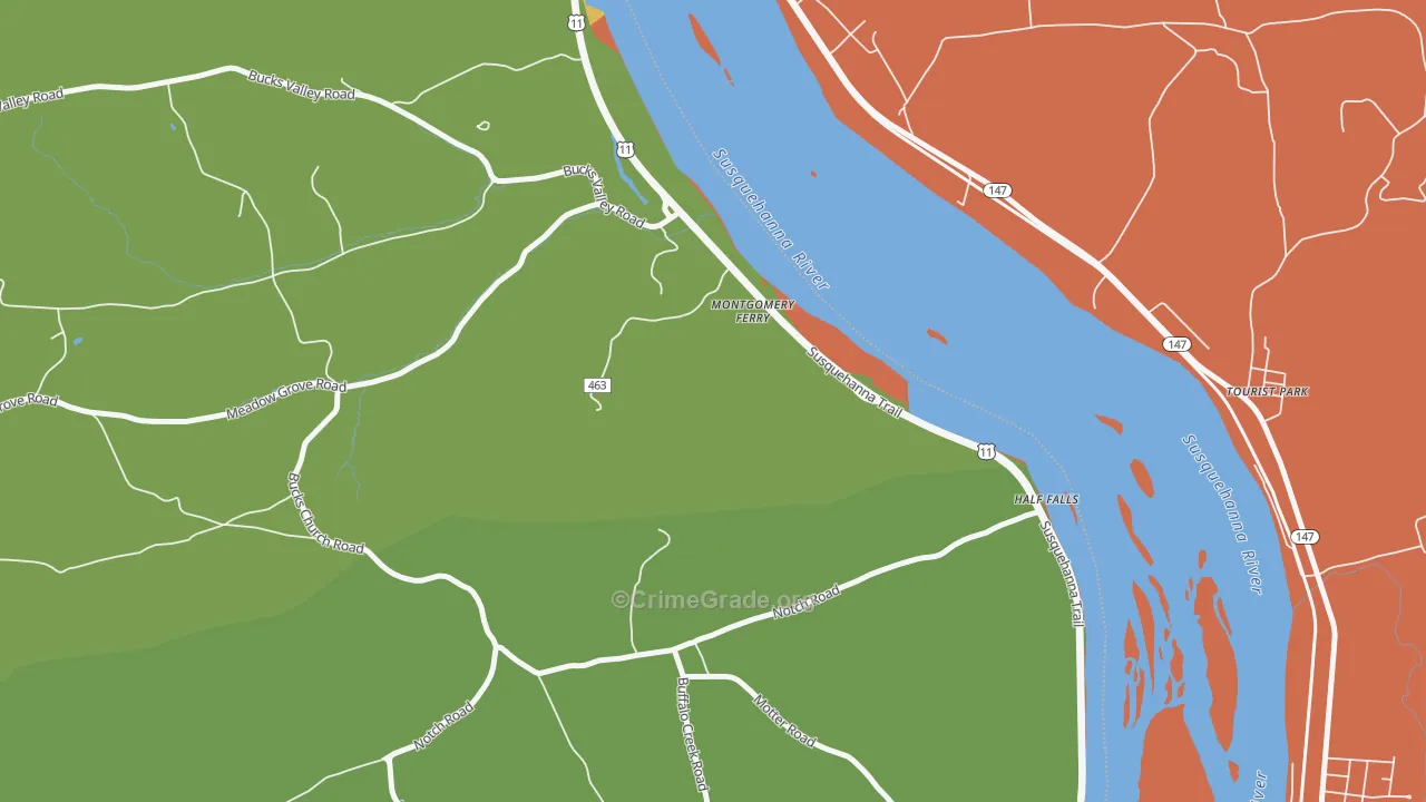 Montgomery Ferry, PA Map of Theft Rates