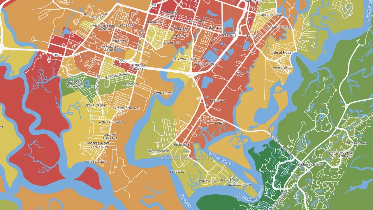 Montgomery, GA Map of Theft Rates