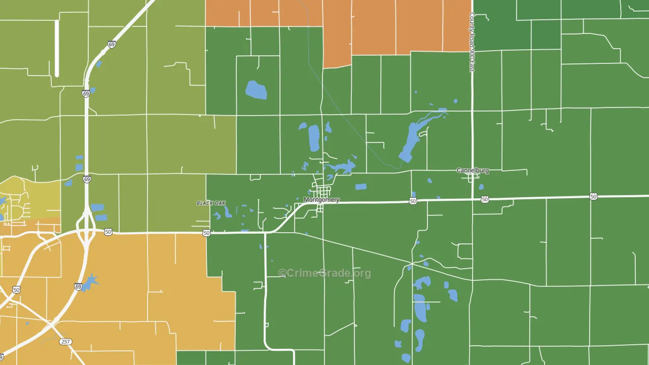 Montgomery, IN Map of Theft Rates