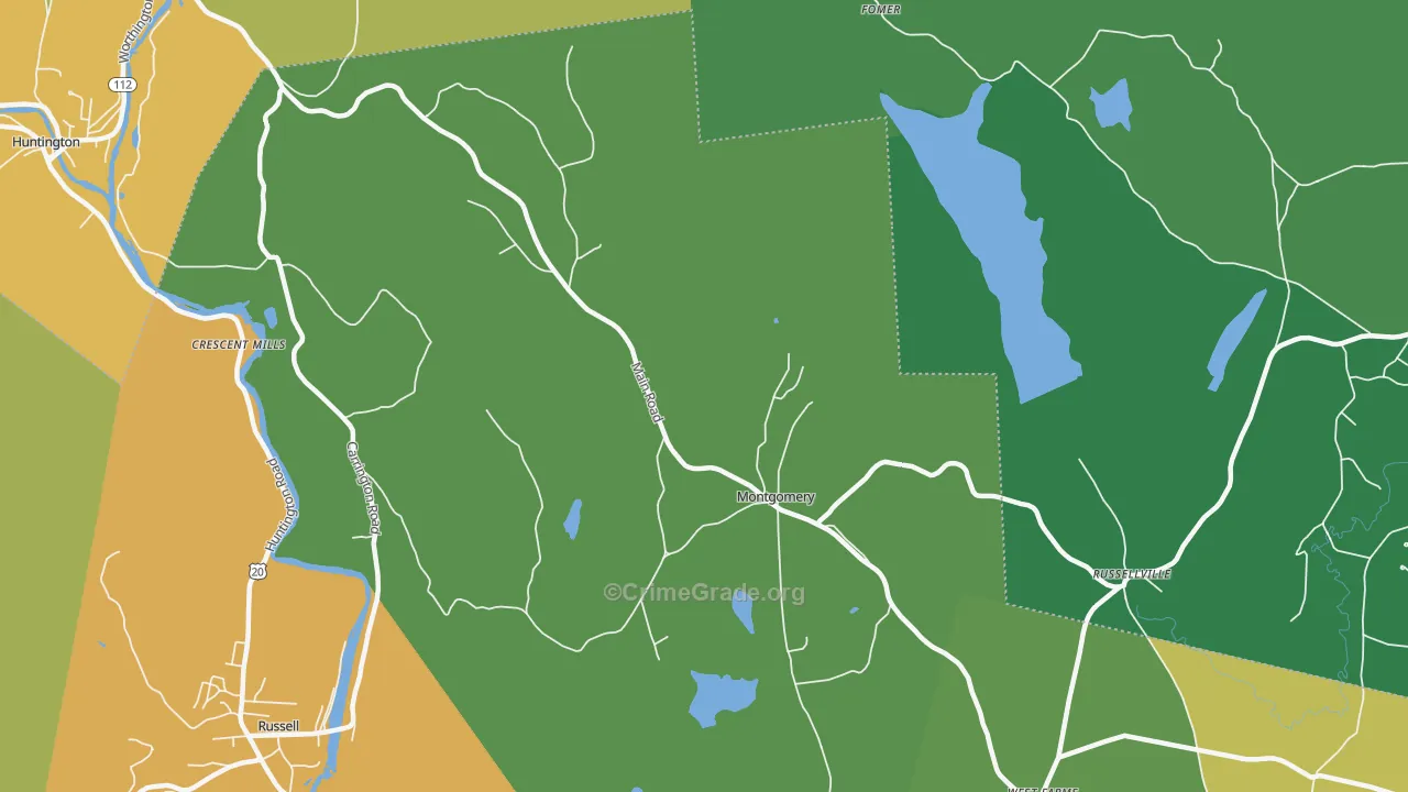 Montgomery, MA Map of Theft Rates