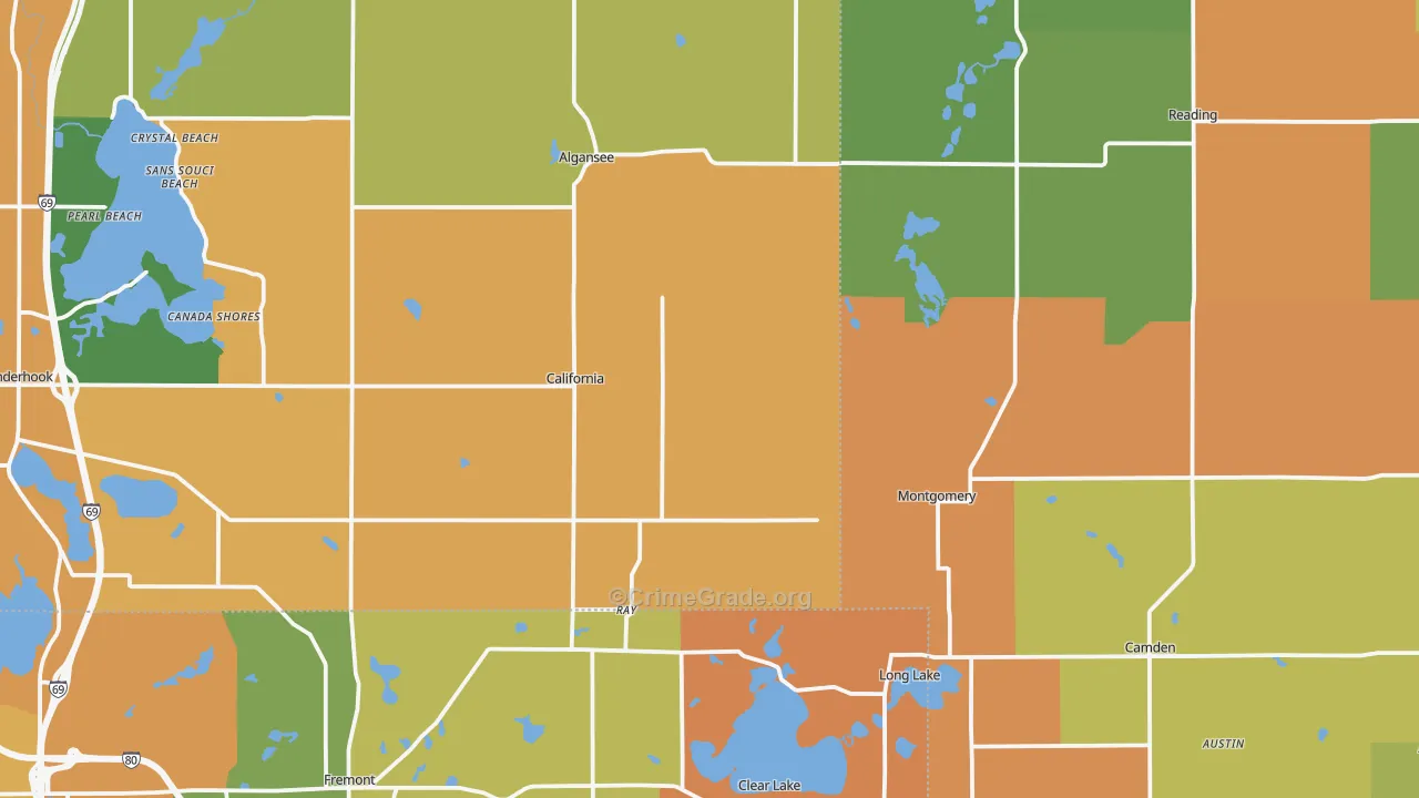 Montgomery, MI Map of Theft Rates