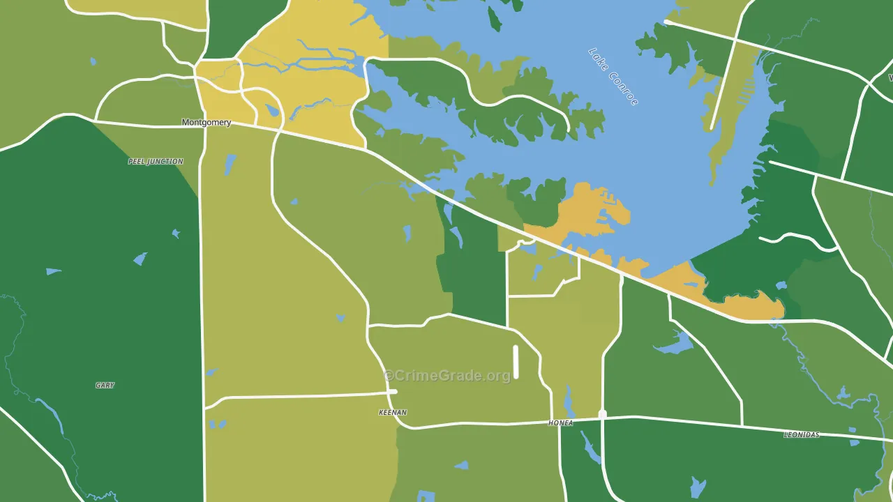 Montgomery, TX Map of Theft Rates