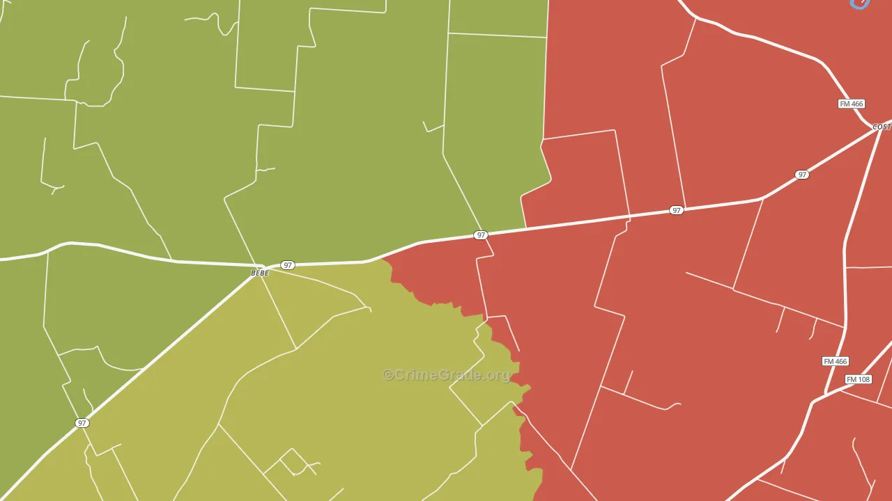 Monthalia, TX Map of Theft Rates