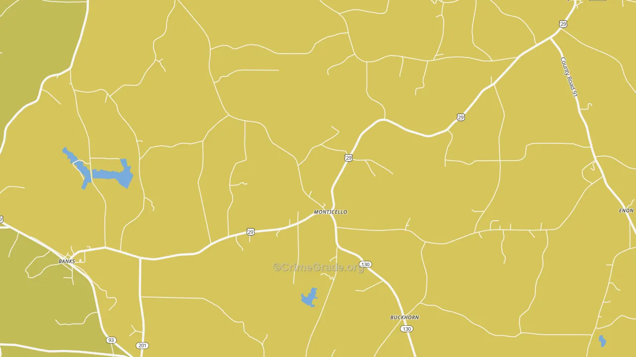 Monticello, AL Map of Theft Rates