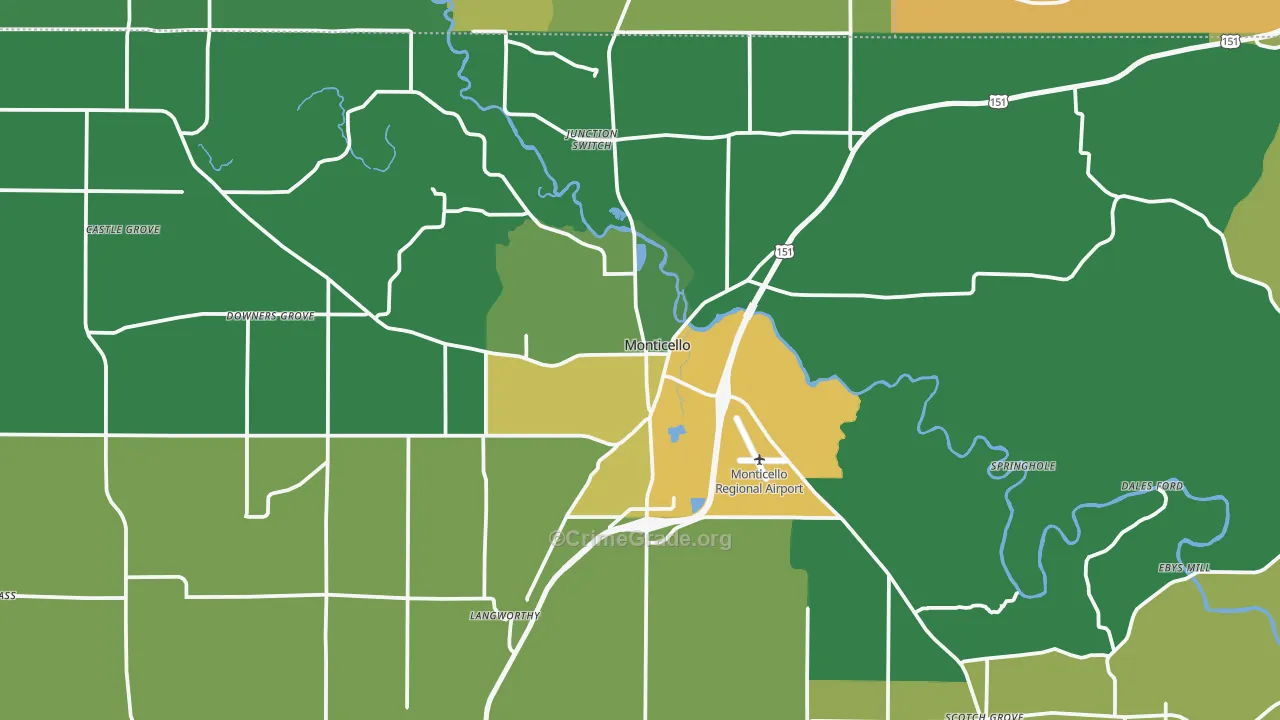 Monticello, IA Map of Theft Rates