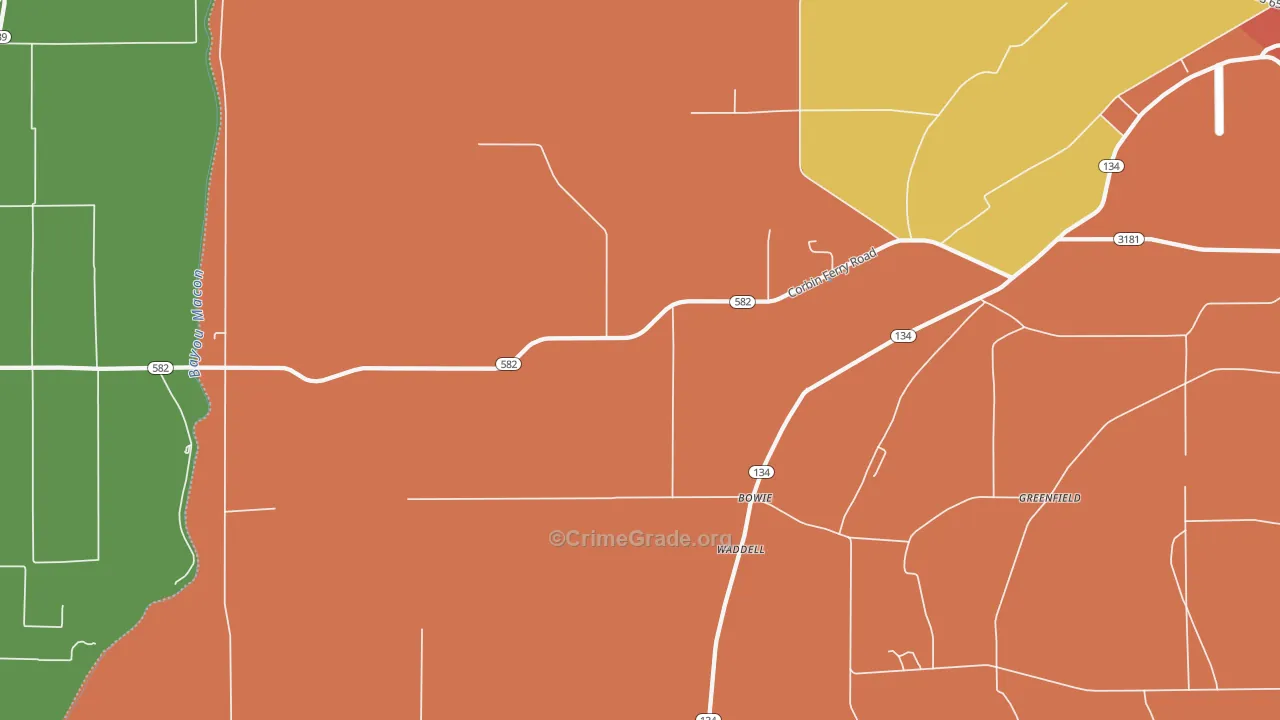 Monticello, LA Map of Theft Rates