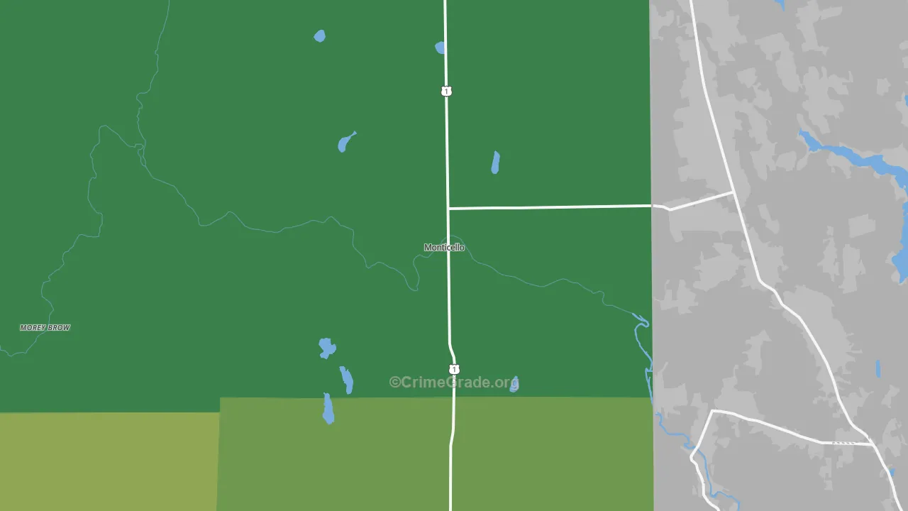 Monticello, ME Map of Theft Rates