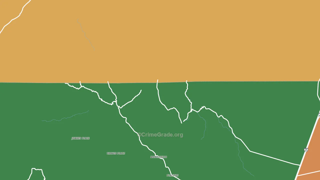 Monticello, NM Map of Theft Rates