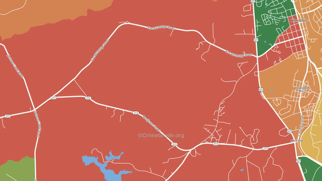 Monticello, SC Map of Theft Rates