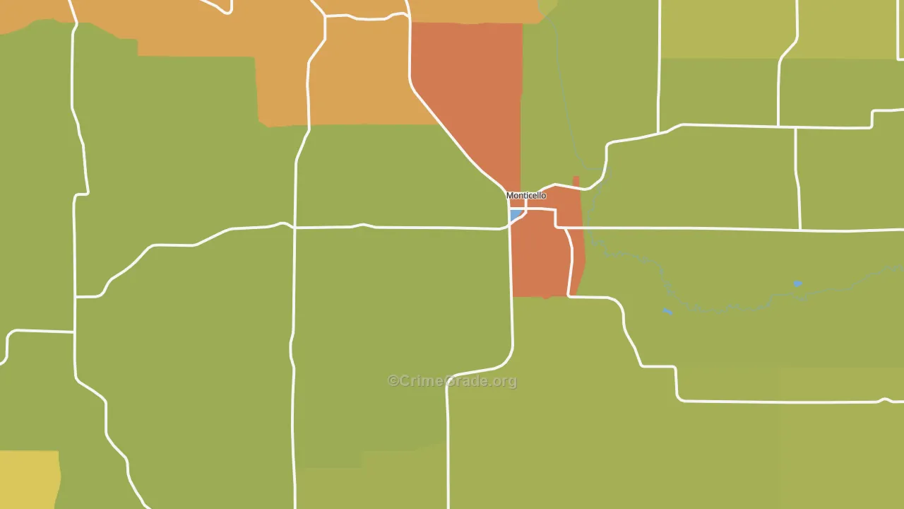 Monticello, WI Map of Theft Rates