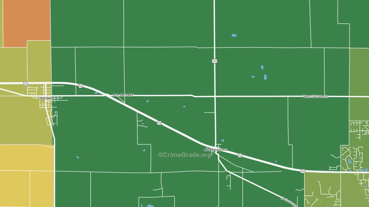 Montmorenci, IN Map of Theft Rates
