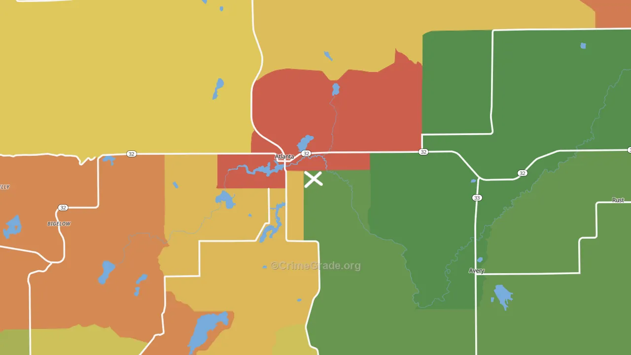 Montmorency County, MI Map of Theft Rates