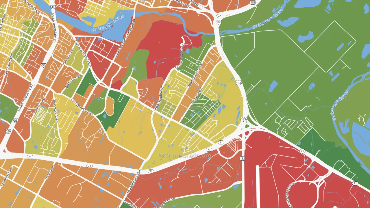 Montopolis, Austin, TX Map of Theft Rates