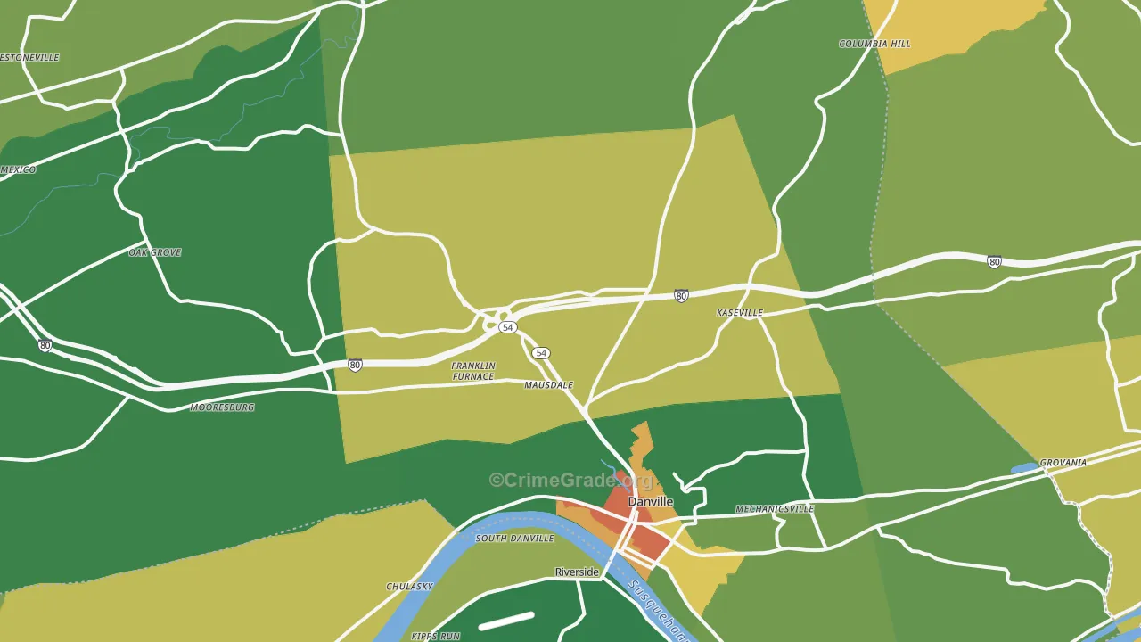 Montour County, PA Map of Theft Rates
