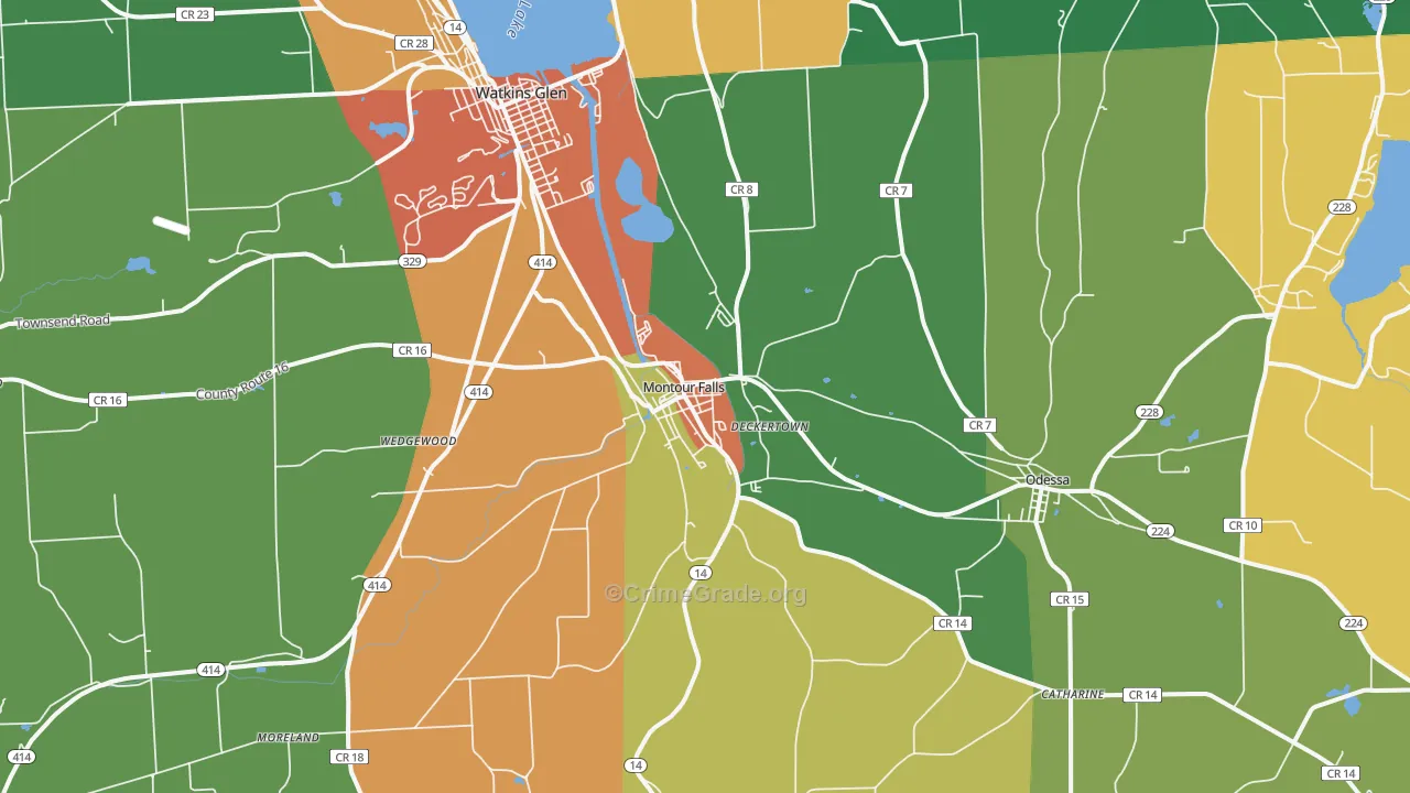 Montour Falls, NY Map of Theft Rates