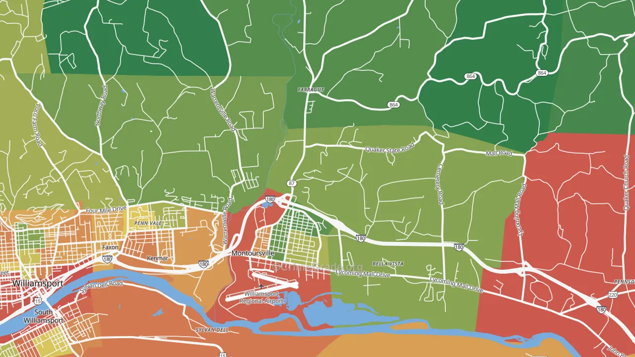 Montoursville, PA Map of Theft Rates