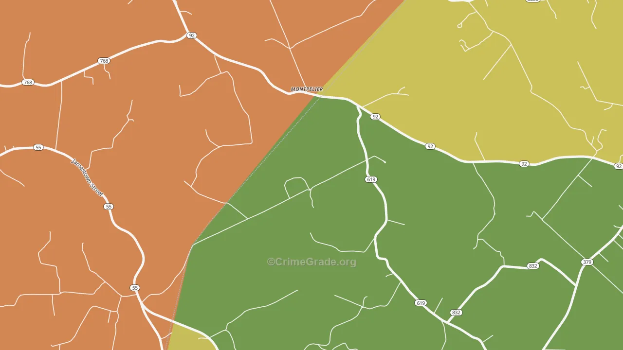 Montpelier, KY Map of Theft Rates