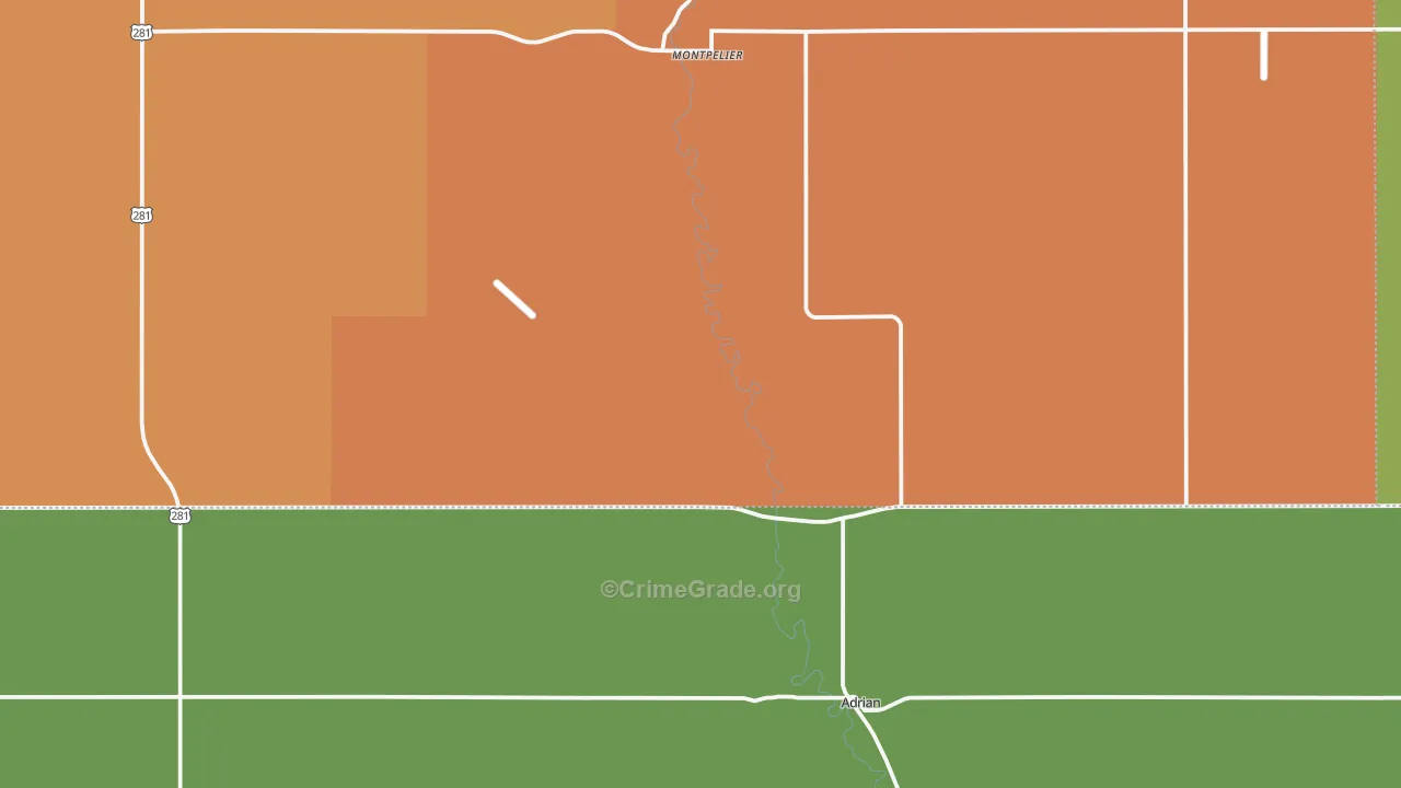 Montpelier, ND Map of Theft Rates