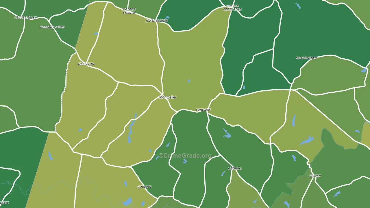 Montpelier, VA Map of Theft Rates