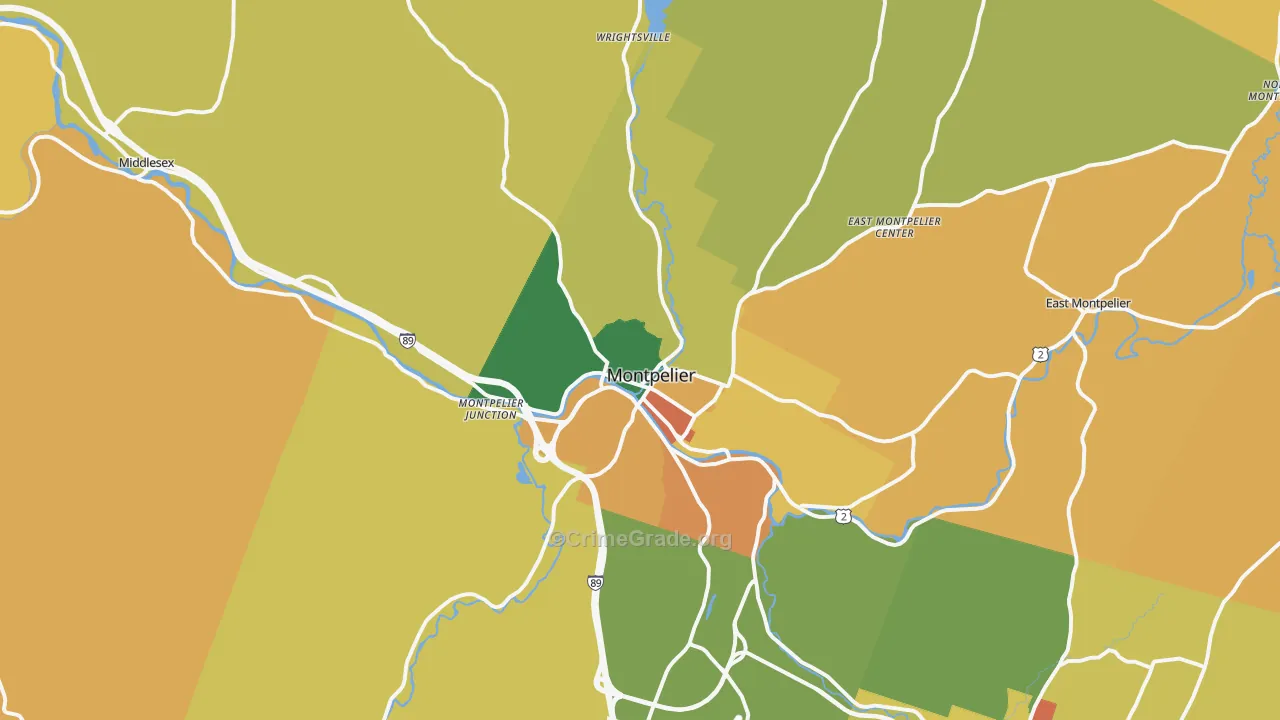 Montpelier, VT Map of Theft Rates