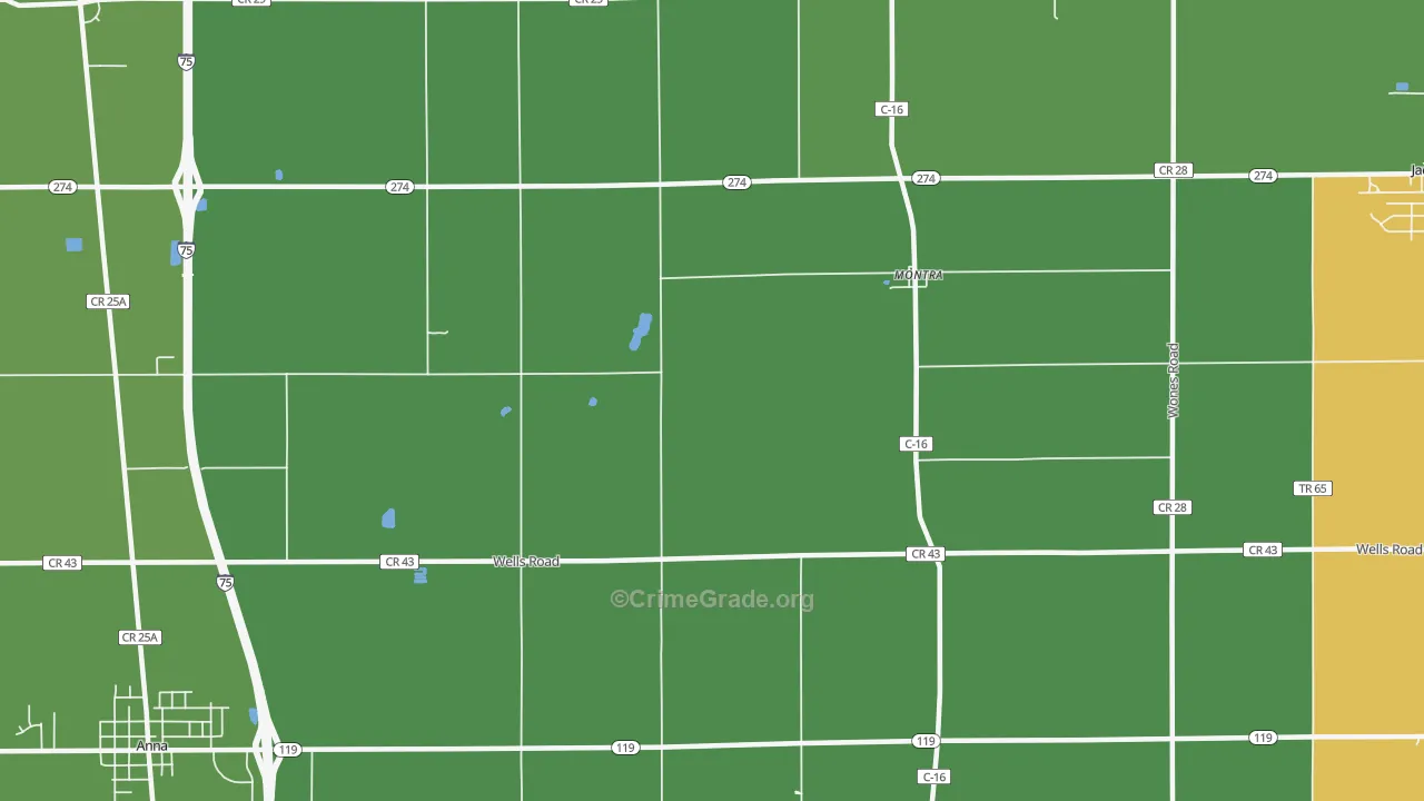 Montra, OH Map of Theft Rates