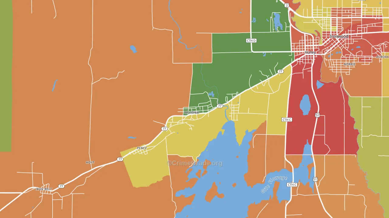 Montreal, WI Map of Theft Rates