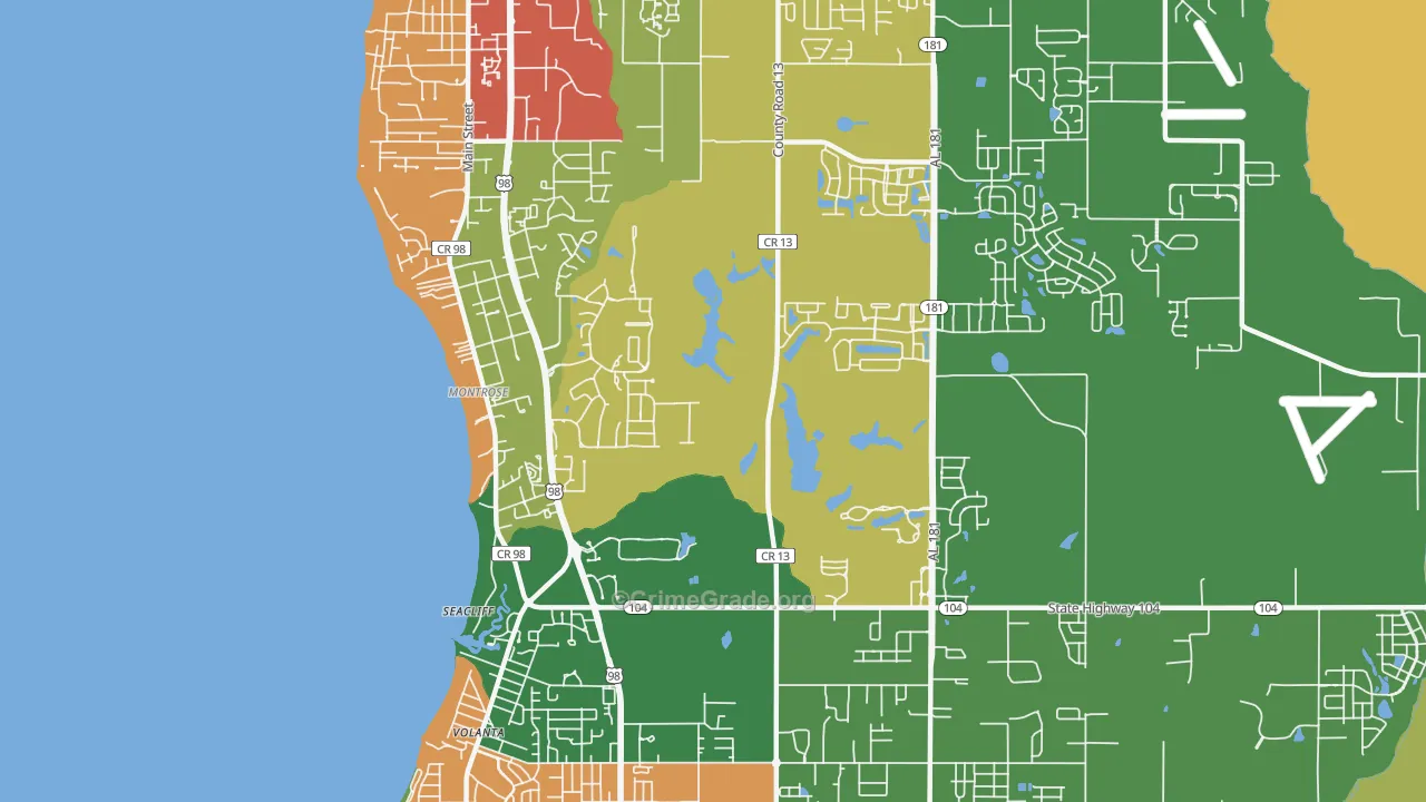 Montrose, AL Map of Theft Rates