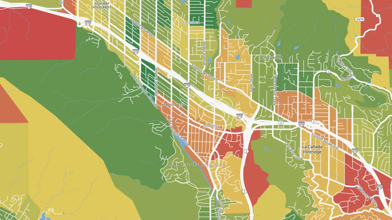 Montrose, CA Map of Theft Rates