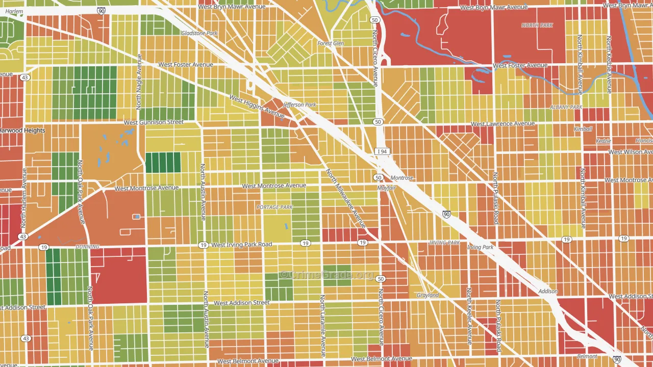 Montrose, Chicago, IL Map of Theft Rates
