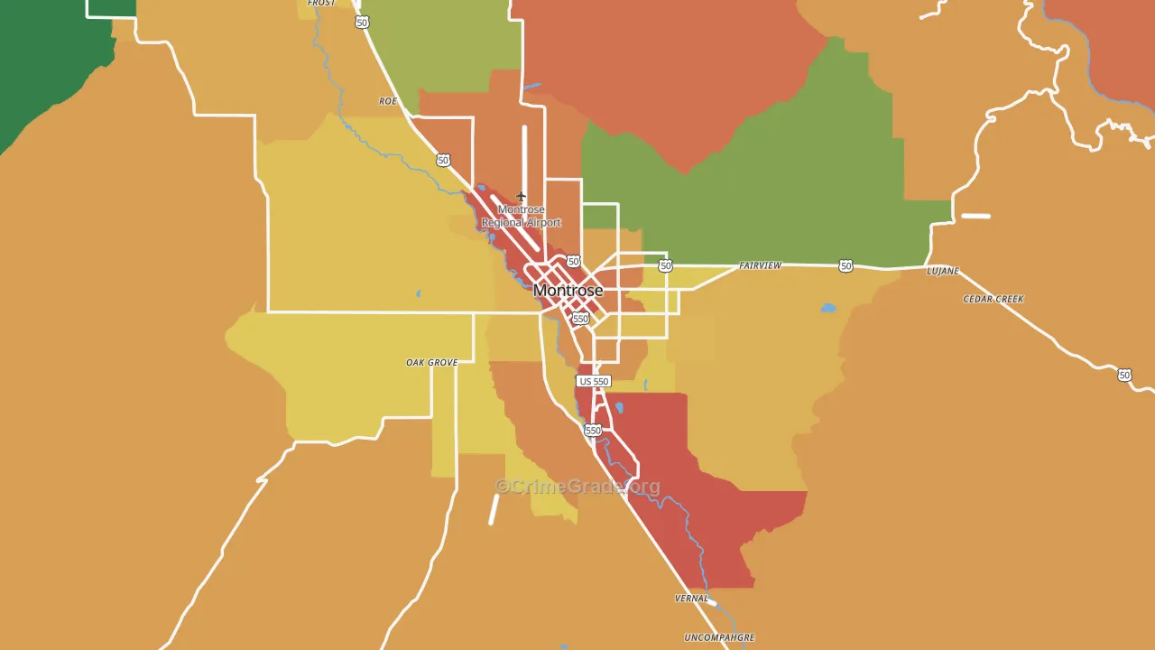Montrose, CO Map of Theft Rates